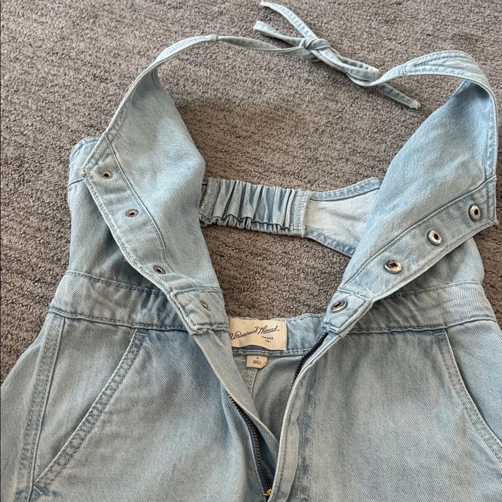 Universal Thread Light Blue Denim Halter Maxi Dress size 4 - Picture 6 of 11